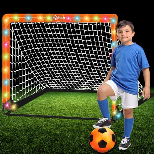 Kids Soccer Goals Set for Backyard - Portable Pop Up Light Soccer Net for Toddler Age 3-5 6-8 8-10 10-12 and Ball - Youth Target Soccer Games Sports Gift for Outdoor, 4 x3Ft