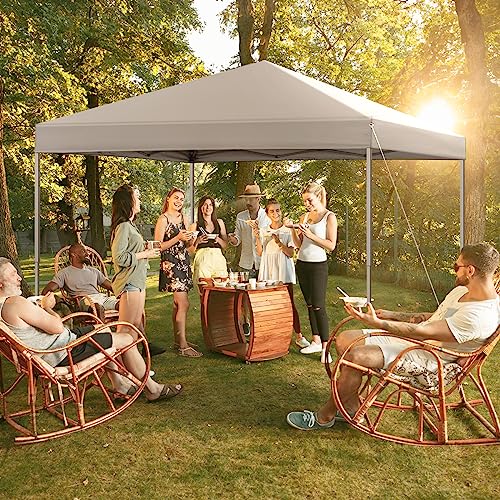 10x10 Pop Up Canopy Tent, Outdoor Instant Sun Shelter - White, Included 1 x Rolling Storage Wheeled Bag, 4 x Guylines, 8 x Stakes - color: Basic White
