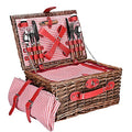 Picnic Basket Set 4 Person Wicker Picnic Basket Handmade Waterproof Picnic Blanket Equipped with Incubator and Cutlery Suitable for Picnics and Camping by The Lake Beach