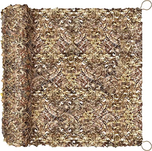 Camo Netting Camouflage Netting 6.5ft×10ft,10ft×10ft, 20ft×20ft,with Mesh Backing, Hunting Blind Nets, Sunshade Canopy, Army Tarp Fence Net for Party Decoration, Photograph and Car Cover - color: Dry Grass, size: 20ftx20ft