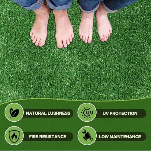 FREADEM Artificial Grass Turf Lawn, 4FTx6FT Indoor Outdoor Garden Patio Landscape Synthetic Grass Mat Party Carpet, Fake Grass with Drainage Holes, Customized Sizes, Soft for Kids and Pets - size: 4' x 6'