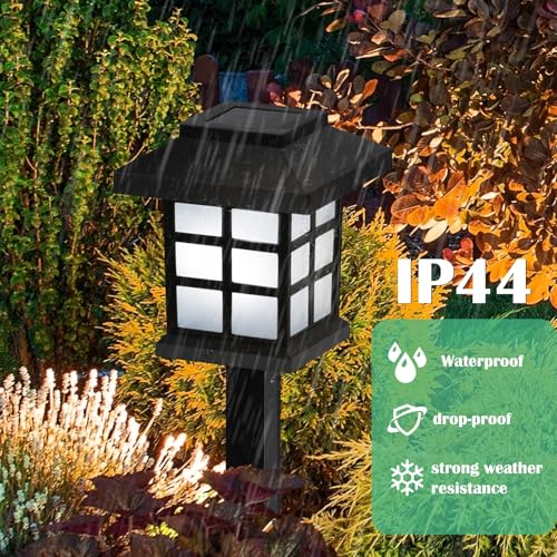 12-Pack Solar Walkway Lights,Solar Pathway Lights Outdoor, Auto Charge/Discharge Ground Lamp , IP44 Waterproof Landscape Spotlights for Yard, Pathway, Driveway, Pool & Patio Decoration(Cold White) - color: White