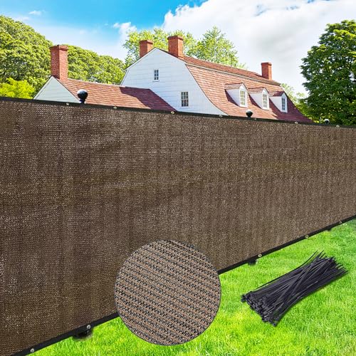 UPGRADE Privacy Screen 4' x 25' Fence Commercial Shade Cover with Brass Grommets Heavy Duty Perfect for Outdoor Back Yard, Mocha, Customizable - color: Mocha, size: 0 4' x 2 5'