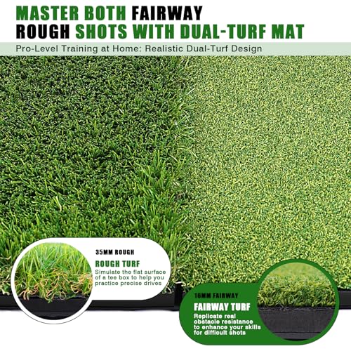 Premium Golf Hitting Mat, 10mm Foam Padding with Rubber Backing Golf Mat, Golf Practice Mat for Indoor and Outdoor Training - style: Dual-Turf Mat
