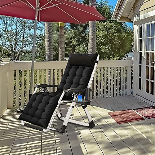 LILYPELLE Zero Gravity Chair, Premium Lawn Recliner Folding Portable Chaise Lounge with Detachable Cushion, Headrest and Cup Holder, Reclining Patio Lounger Chair - color: Ink Black, style: Zero Gravity Chair