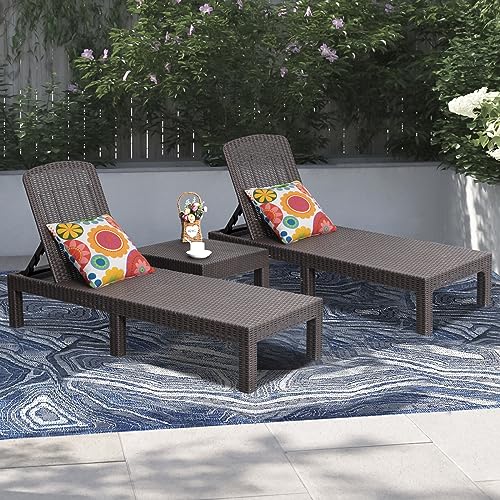 DIMAR GARDEN Beach Chairs Outdoor Chaise Lounge,Resin Pool Lounge Chair Waterproof Recliner,Mocha - color: Mocha, style: 1 Pieces