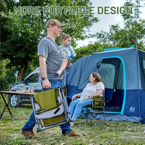 Timber Ridge Aluminum Camping Directors Chair with Side Table Pocket, Portable Folding Chair, Heavy Duty Lawn Chair for Fishing Trip Picnic Concert Outdoor 400lbs, Green - color: Green, style: Standard