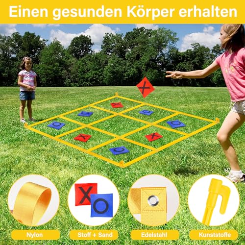 Giant Tic Tac Toe Outdoor Games for Kids Adults Family, Portable Tic Tac Toe Bean Bag Toss with 10pcs Bean Bag, Large Outdoor Lawn Backyard Games Carnival Field Day Game - color: purple