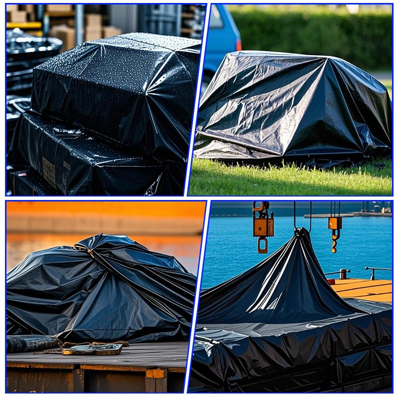 Black Tarp 6x12 Feet, 10 Mil Thick Waterproof Poly Tarps Cover UV Resistant, Rip & Tear Proof with Metal Grommets Every 20 Inches - color: Black, size: 6x12 Ft
