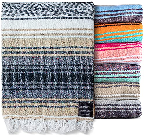 Benevolence LA Authentic Handwoven Mexican Blanket | Yoga Blankets, Outdoor, Picnic, Beach, Camping | Equestrian Saddle | Serape 50x70 inches - Sand, Pack of 1 - color: Sand