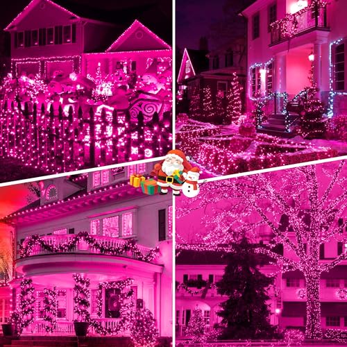 weillsnow Pink Valentine's Day Lights Outdoor, 164 FT 500 LED String Lights Plug in, 8 Modes Waterproof Fairy Lights for Valentines Day, Christmas, Party, Wedding, Bedroom, Garden Decorations - color: Pink, size: 164FT