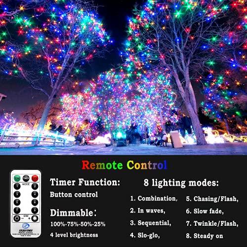 KNONEW 403FT 1000 LED Christmas Lights Outdoor String Lights 8 Modes & Timer Fairy Light Plug in Waterproof LED String Lights for Xmas Yard Tree Wedding Party Holiday Decorations (Multicolor) - color: Multicolor, size: 403FT 1000 LED Dark Green Wire