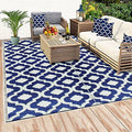Recycled Outdoor Plastic Patio Rugs Clearance Waterproof RV Camper Rug Large Reversible mats 6'x9' Blue & White 20317 - color: Blue, White, size: 6' x 9' (Rectangular)