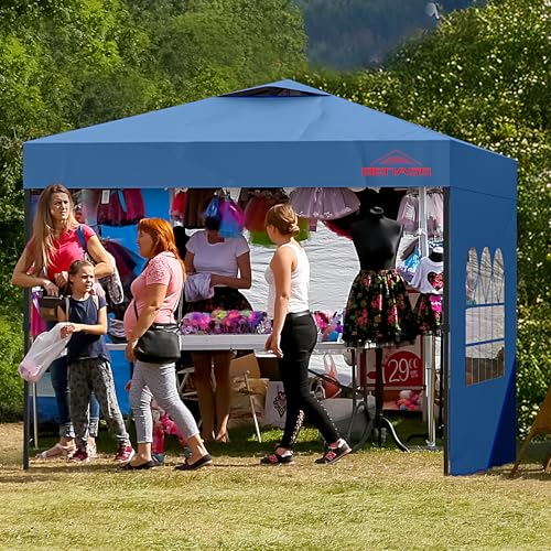 10x10 Pop Up Canopy with Sidewalls, Easy Up Canopy Tent, Heavy Duty Tents for Parties, One Person Set Up Event Tent, Light Blue - color: Light Blue, size: 10x10