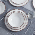 LEHAHA Farmhouse White Melamine Plates and Bowls Set, White dishes Rustic Farmhouse Dinnerware Set, Lightweight Melamine Dishes Set for 4, Perfect for RV, Camper, Dishwasher Safe - color: Soft White