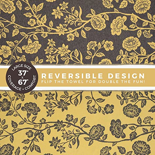 FESHKA Sand Proof Turkish Beach Towel – Oversized, Quick Dry & Lightweight Travel Towel - 100% Organic Cotton Beach Blanket - Perfect for Bath, Pool & Picnic | Gardenia (Yellow/Black) - color: 34 - Yellow/Black