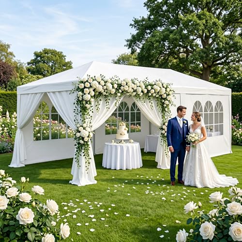 LEMY Gazebo Tent, Outdoor Canopy Shelter with Removable Sidewalls and Windows, Waterproof Heavy Duty Canopy for Patio, Garden, Party Wedding, 10' x 20', White - size: 10' x 20'