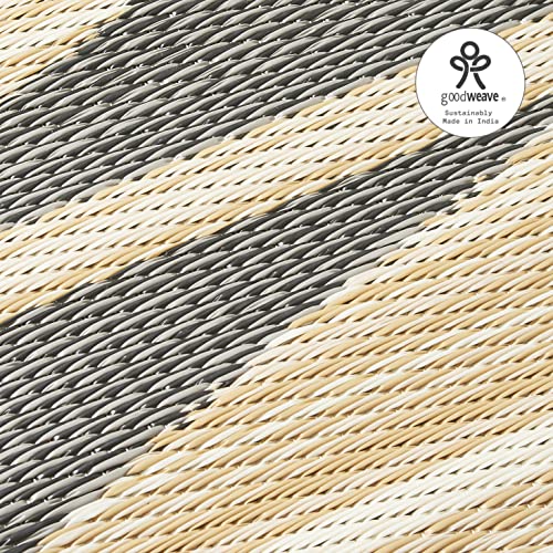 Fab Habitat Outdoor Rug - Waterproof, Fade Resistant, Crease-Free - Premium Recycled Plastic - Neutral Geometric Tribal - Large Patio, Deck, Sunroom, Camping, RV - Cairo - Natural & Black - 6 x 9 ft - color: Cairo - Natural & Black, size: 6' x 9' (Rectang