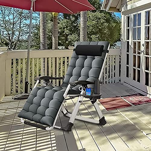 DoCred Comfy Chair, Folding Chair Recliner Chair for Bedroom and Living Room, Folding Reclining Patio Chairs Lounge Chair with Removable Cushion for Indoor Outdoor - color: Modern Gray