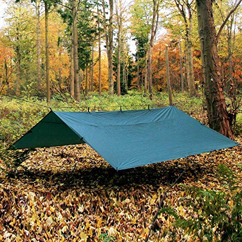 KALINCO Waterproof Camping Tarp Tent Hammock Rain Fly, 10X10FT/10X15FT, Mutifunctional Tent Footprint Lightweight Tarp for Camping, Hiking and Survival Shelter - color: Green-3x4.5m