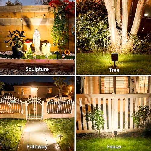 Solar Lights Outdoor Waterproof IP65, Super Bright LED, 3000K 2 Lighting Modes, Solar Powered Yard Garden Solar Spot Lights for Outside Landscape Auto On/Off -6 Pack - color: Warm-3000K, size: 6 Pack