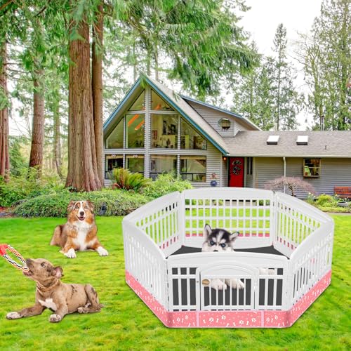 Marsui Dog Playpen Bottom Pad Fits for 36inch W and 24inch H 6 Panels Exercise Pet Dog Mat Puppy Crate Pad Reusable Washable Pet Training Pee Mat Hoop and Loop Design, Playpen Not Included(Pink) - color: Pink
