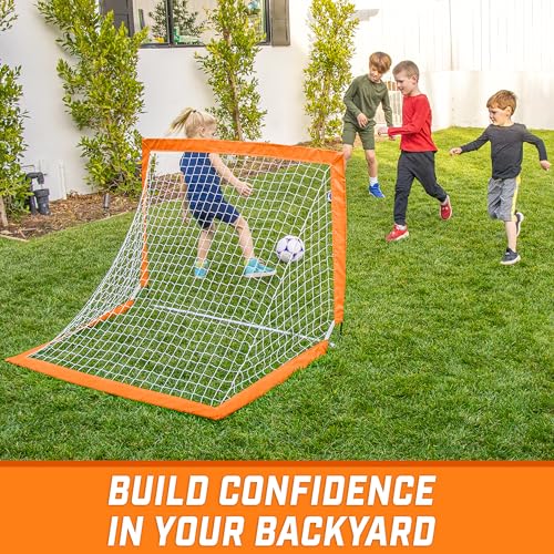 GoSports Portable Soccer Goals for Kids - 13 Color Options - Choose 4 x 3 ft or 6 x 4 ft - Team Tone Pop Up Nets for Backyard - color: Orange, style: 4 ft x 3 ft