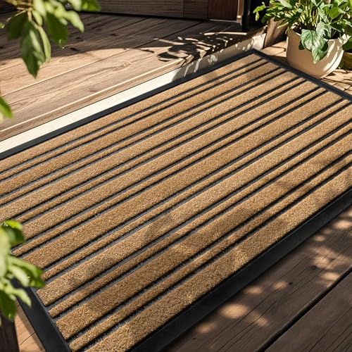 BEHERO Door Mat Outdoor Entrance, 30.5"x17" Extra Durable Front Door Mat Outside, Heavy Duty Welcome Mat for Outside Entry, Back Door Mats Non Slip, Waterproof All-Season Doormats, Yellow - color: Yellow, size: 30.5" x 17" (Rectangular)