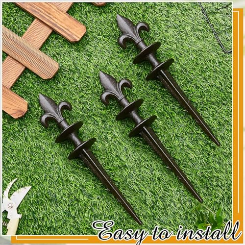 Tandefio 3 Pcs Fleur De Lis Garden Hose Guide Stakes, Heavy Duty Decorative Antique Black Cast Iron Metal Hose Guides, Plant Protector for Lawn Yard Flower Bed - style: Fleur De Lis