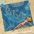 Famstar Beach Blanket Sandproof Waterproof 78''81'' 1-5 Adults Oversized, Compact Lightweight Durable 210T Polyester Beach Mat for Travel Camping Hiking Picnic - color: Blue Whale, size: 78''×81''