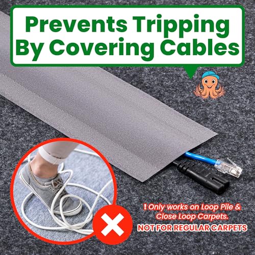 ECOHomes Carpet Cord Cover (Grey, 4 Inch x 20 FT) | Cord Covers for Carpet to Hide Floor Cables and Electric Wires, Low Profile Cord Hider for Extension Cords and Cable Management in Home and Office - color: Grey, size: 4 Inch x 20 FT