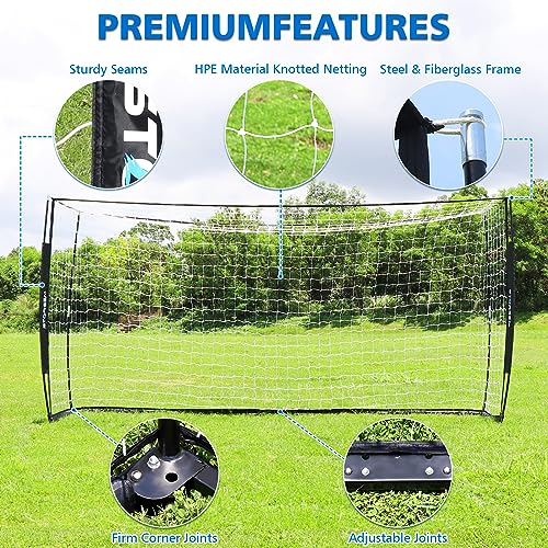 Storgem Soccer Goal,Soccer Net,Soccer Goals for Backyard,with Bow Frame,Collapsible Metal Base and 15 Training Cones - style: 14x7Ft