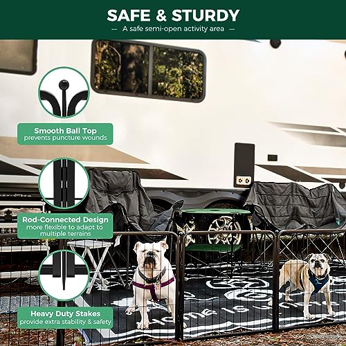FXW Rollick Unleashed Dog Playpen for Indoor, Yard, RV Camping, 24 inch 16 Panels for Small and Puppy Dogs, Black│Patented - color: Black, size: 24"H
