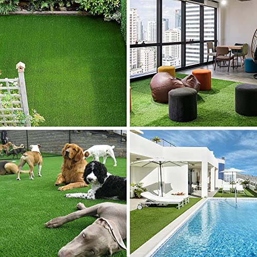 XLX TURF Realistic Artificial Grass Outdoor 4 FT x 6 FT - Pets Friendly Fake Grass Rug for Dogs for Patio Balcony Carpet, 1.38 Inch High Pile - size: 4' x 6' (Rectangular)