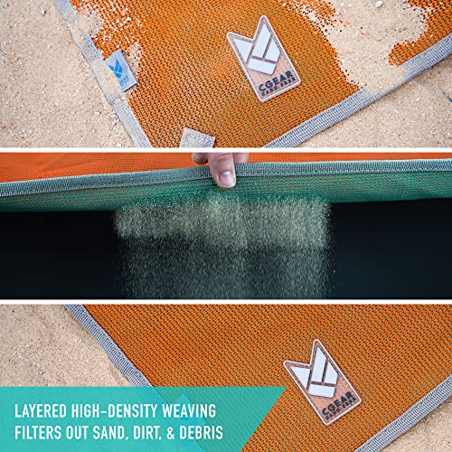 CGEAR Original Sand-Free Outdoor Camping Mat – Beach, Picnic & Camping Ground Mat with Carry Pouch - color: Orange/Agave, size: 10' x 10' (Square)