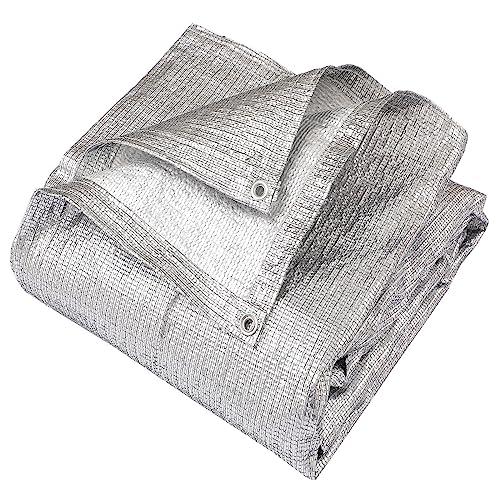 95% Sun Block Heavy Duty Aluminum Foil Shade Cloth with Grommets,8ft x 10ft, Mesh Sun Block Fabric Cover, Canopy, Privacy Screen for Outdoor Patio, Garden, Backyard, Silver - color: 95% Shade Silver, size: 8ft x 10ft