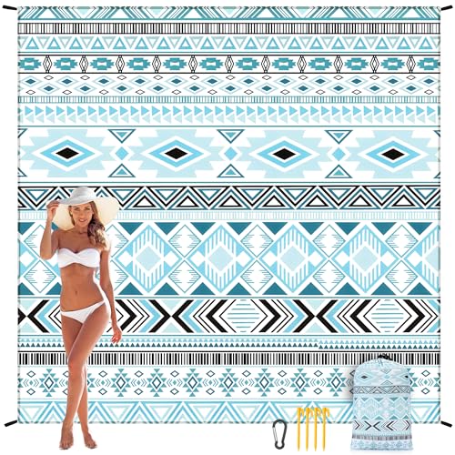 AISPARKY Beach Blanket Waterproof Sandproof Quick Drying Beach Mat Extra Large Outdoor Picnic Blanket for Travel Camping Hiking - color: Mzf-greenblack, size: 79" X 83"