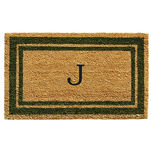 Calloway Mills 153042436J Sage Green Border 24" x 36" Monogram Doormat, (Letter J) - color: Letter J, size: 2' x 3' (Rectangular)