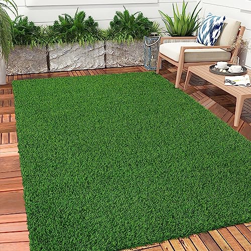 Bsmathom Artificial Grass Rug Indoor Outdoor Rug, 3x5Ft Dog Grass Mat with Drainage Holes, Synthetic Artificial Grass Turf Fake Grass Rug for Balcony Garden Lawn Landscape, 3x5Ft - size: 3 x 5 Feet