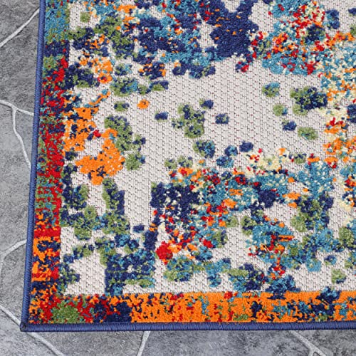 Superior Indoor Outdoor Runner Rug, Perfect for Patio, Bedroom, Kitchen, Living Room, Entryway, Playroom, Nursery, Carpet Cover, Abstract Splatter Modern, Kalina Collection, 2' 3" x 10', Cream - color: Kalina - Cream, size: 2'3" x 10' (Rectangular)