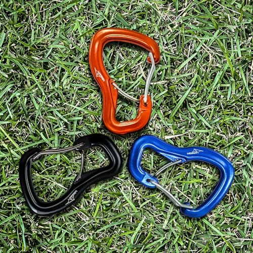 Heavy Duty Carabiner Clip Hook 8KN (1763 lbs), 2 PCS Ultra-Light Aluminum Caribeaners with Double Door D Ring Shape, for Hammock, Camping, Hiking, Backpacking, Dog Leash, Keychain Clip - style: 1#Rainbow-3pc