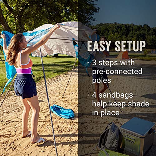 Coleman Backpack Sun Shelter, Portable 7x7ft Canopy Tent with Easy Setup, Lightweight Shade Tent for Beach, Park, Sidelines, & More, Backpack Carry Bag - style: Contains Pfas