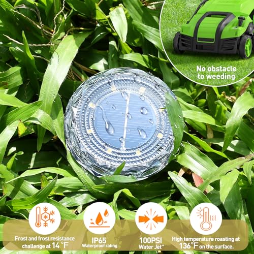 Solar Ground Lights, Solar Disc Light Outdoor Waterproof,Landscape Lighting Garden Lights for Pathway, Yard, Deck, Lawn, Patio, Swimming Pool,Walkway(Warm, 12Pack) - color: Warm colors, size: 12 Pack