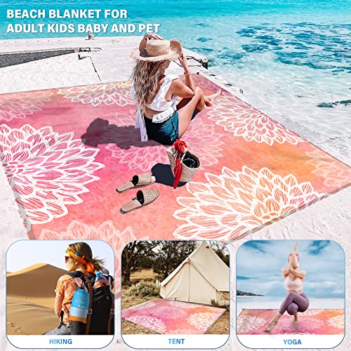 Famstar Beach Blanket Oversized Extra Large 78" X 81",Waterproof Sandproof Beach Blanket 1-7 Adults Lightweight Durable for Travel Camping Hiking Picnic - color: Flower, size: 78" X 81"