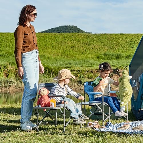 Busy Bee Oversized Kids Camping Chair with Cup Holder, High Back Toddler Chair Kids Folding Chair, Perfect for Beach & Outdoor, Supports 150 Lbs. - color: Print Bee Blue, style: Director Chair