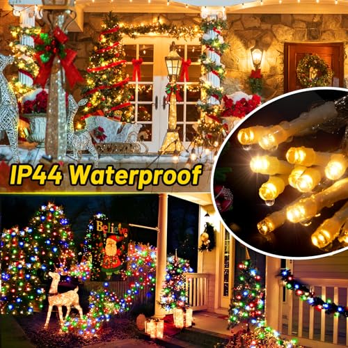 KNONEW 403ft 1000 LED Christmas Lights Color Changing String Lights Outdoor with 11 Modes for Xmas Tree Trunk Yard Porch Outdoor Wedding Party Decorations (Warm White to Multicolor) - color: Warm White to Multicolor, size: 403ft 1000 LED