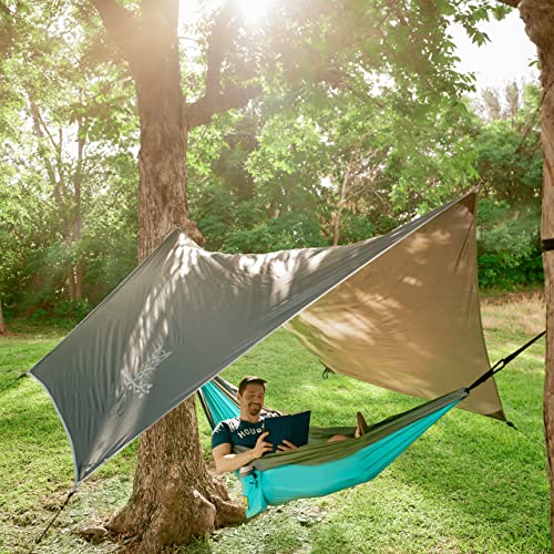 Wise Owl Outfitters Hammock Rain Fly – Waterproof Camping Tarp Cover with Tent Stakes & Carry Bag, Ultralight Shelter for Backpacking & Outdoor Shade - color: Gray, size: Standard (26 oz)
