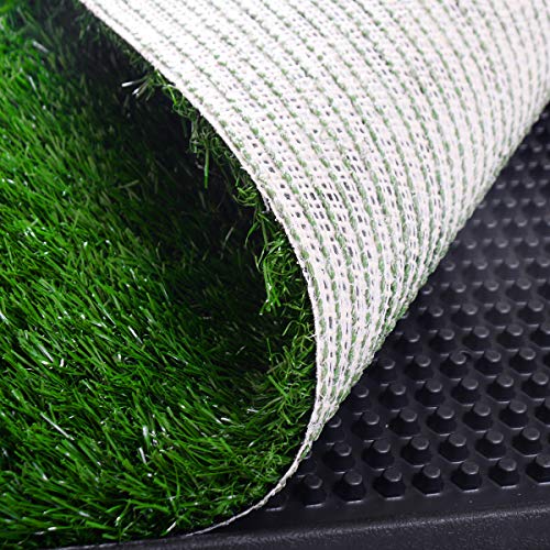 COZIWOW Grass Pad for Dogs with Tray, 30”×20” Large Grass Pad with Tray, Artificial for Indoor Potty, Washable Pet Loo Toilet for Balcony Apartment - size: L - 30x20x1.2 in