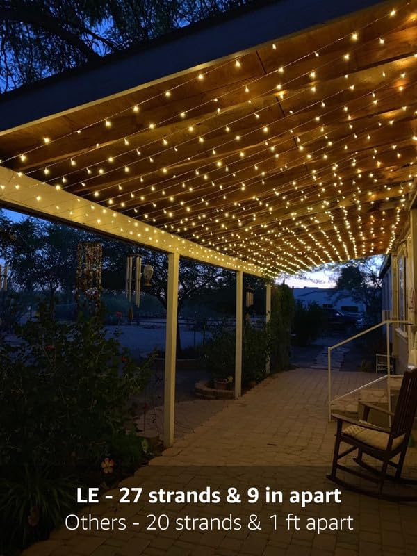 Lighting EVER 594 LED Curtain Lights, 20 x 10 ft Plug in Hanging Fairy String Lights, Wedding Party Backdrop Lights, Twinkle Lights for Wall, Patio, NOT Connectable (XL Size, 27 Strings, 9" Apart) - color: Warm White, size: 19.7 ft