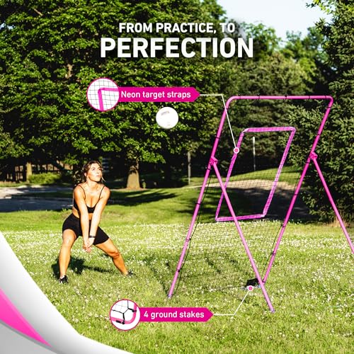 Velocity Volleyball Rebounder 5-Angle Adjustable 7x4 ft Volleyball Rebounder Net for Backyard with Reinforced Steel Frame & High-Tension PE Netting Bounce Back Net with Travel Bag